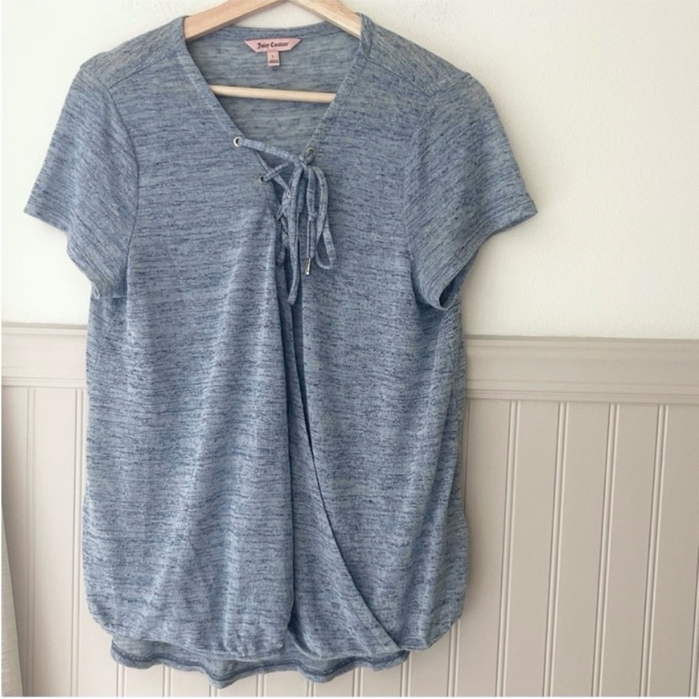 Y2K Juicy Couture Tie Front Large Short Sleeve Top